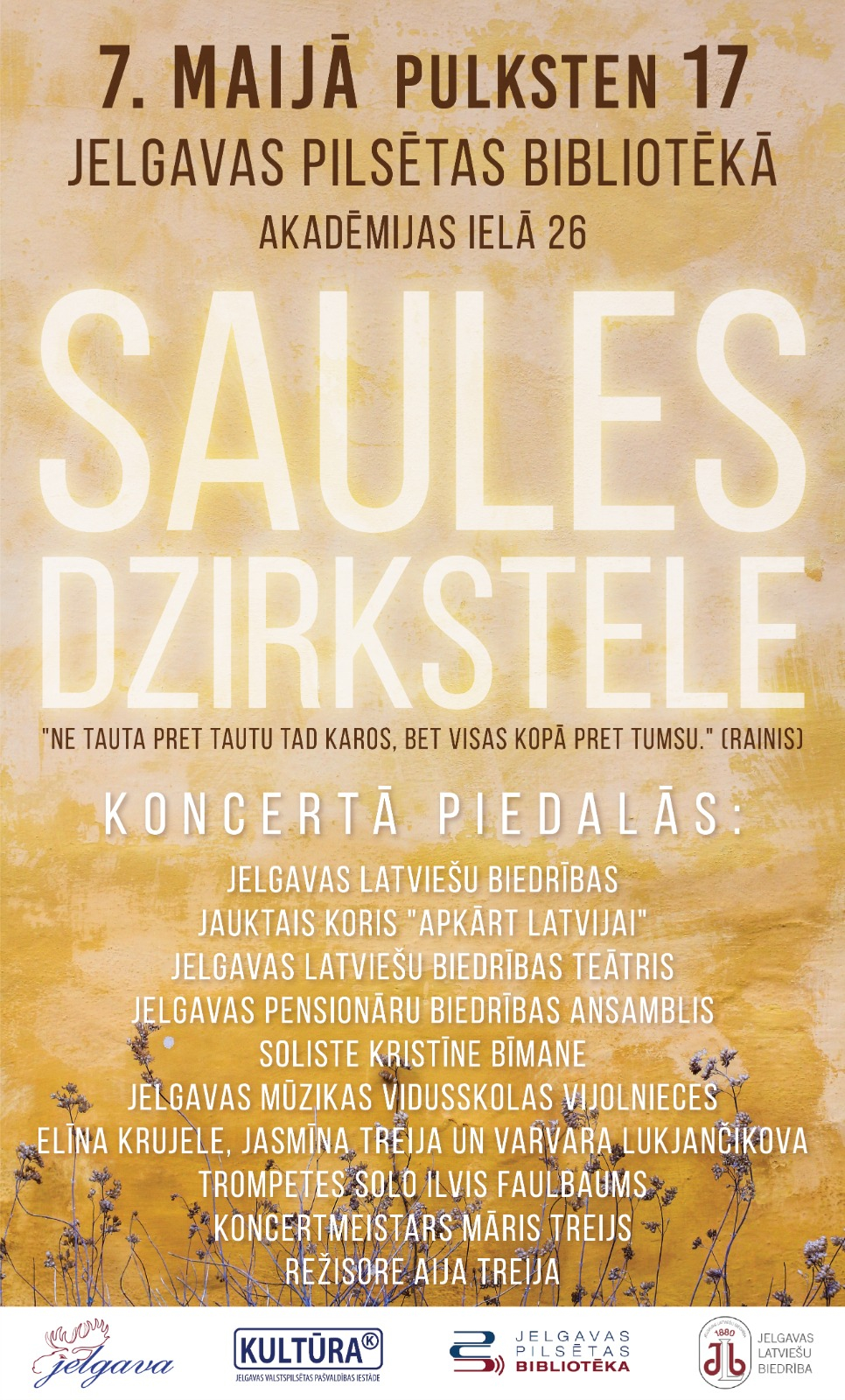 Aicinām uz koncertu "Saules dzirkstele"